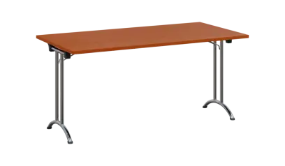 SLC 160 chrom skládací jednací stůl 1600x800, deska 25 mm, podnož chrom, deska třešeň šumavská